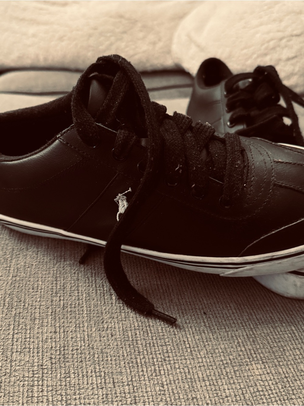 Men's Polo Black Leather  Sneakers